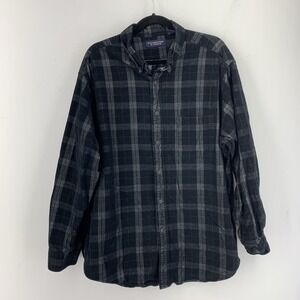 Roundtree‎ Yorke Mens XL Button Down Flannel Shirt Plaid Preppy Gorp Camp Grunge